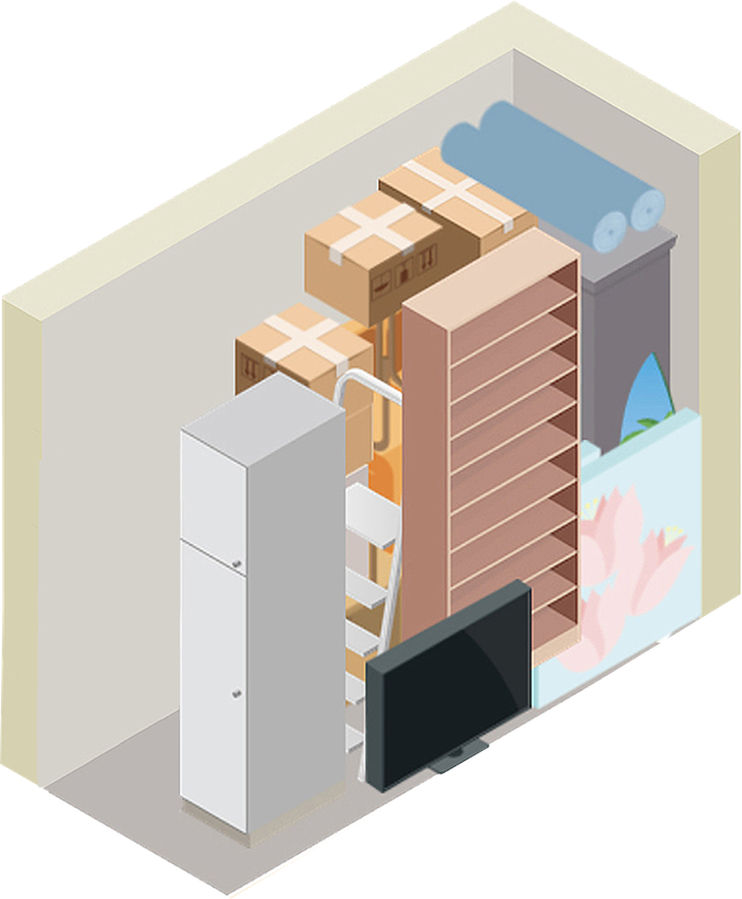 Ilustrație Boxă de depozitare 3.6 m² cu obiecte