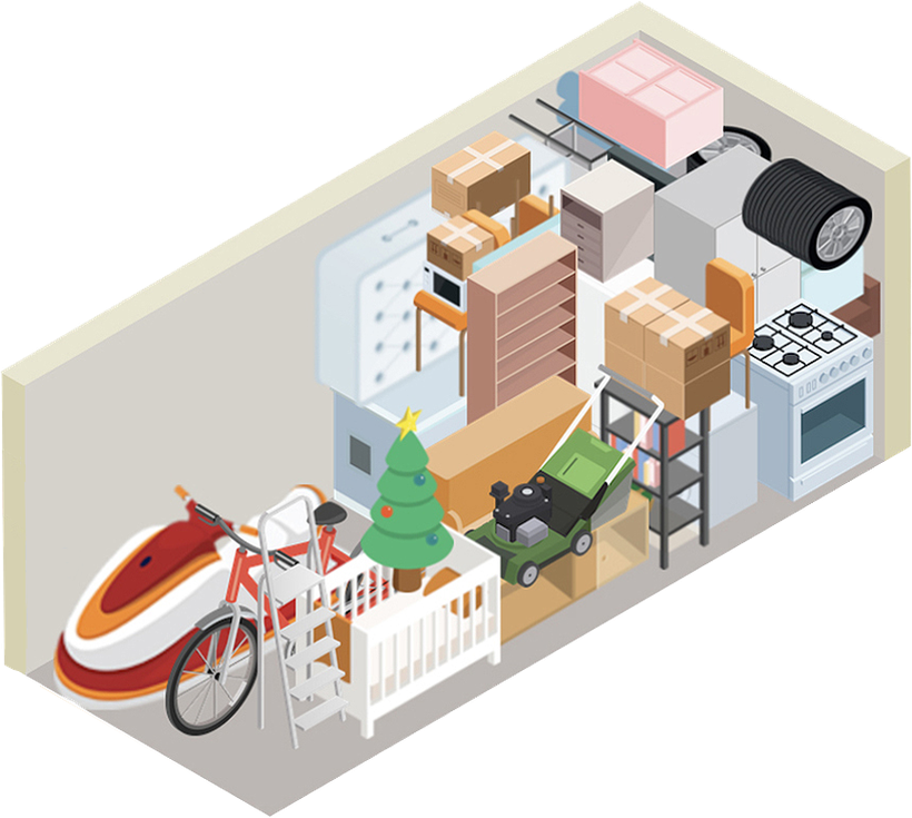 Ilustrație Container de depozitare 6.7 m² cu obiecte